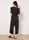 Wide Leg Culotte Jumpsuit, Black, large
