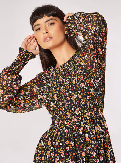 Ditsy Floral Smocked Mini Dress