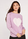Statement Heart Jumper, Lilac, large