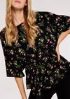 Floral Tiered Tie Top, Black, large