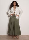Jersey Waistband Cotton Midaxi Skirt, Khaki, large