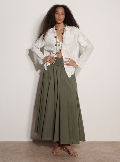 Jersey Waistband Cotton Midaxi Skirt