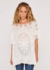 Embroidered Crochet Top, Cream, large