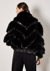 Faux Leather Chevron Fur Jacket, Black, large