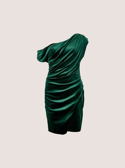 One-Shoulder Velvet Bodycon Mini Dress