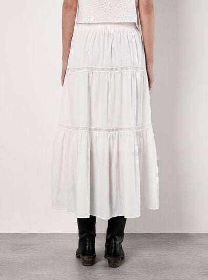 Crochet Lace Tiered Midi Skirt