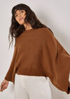 Mock Neck Cape Jumper, Rust, large