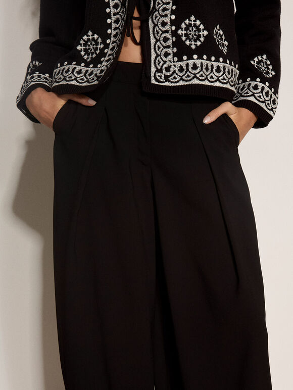 Wide-Leg Balloon Trousers, Black, large