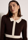 Colour Block Retro Knit Mini Dress, Brown, large