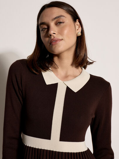 Colour Block Retro Knit Mini Dress