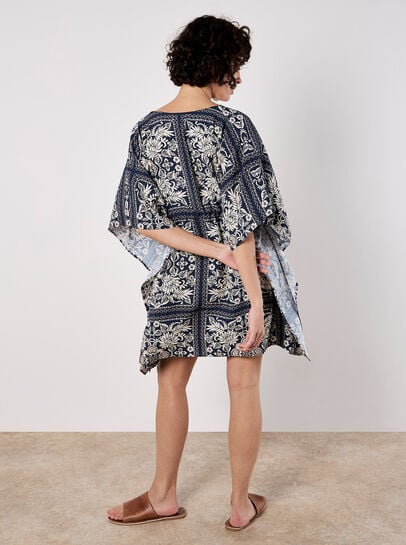 Scarf Print Kimono Mini Dress