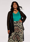 Curve Mesh Waterfall Cardigan, Black, large