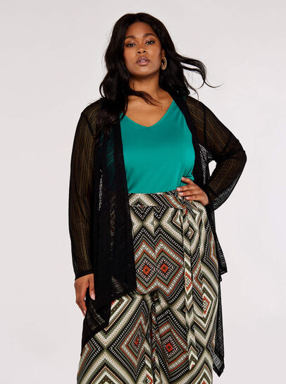 Curve Mesh Waterfall Cardigan