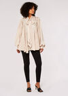 Tie-Neck Oversized Blouse, Stone, large