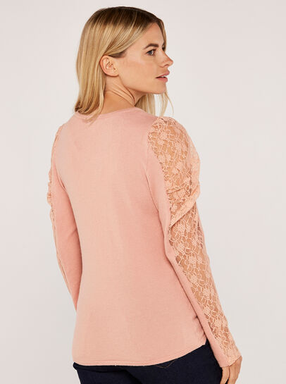 Ruche Lace Sleeve Soft Touch Jumper