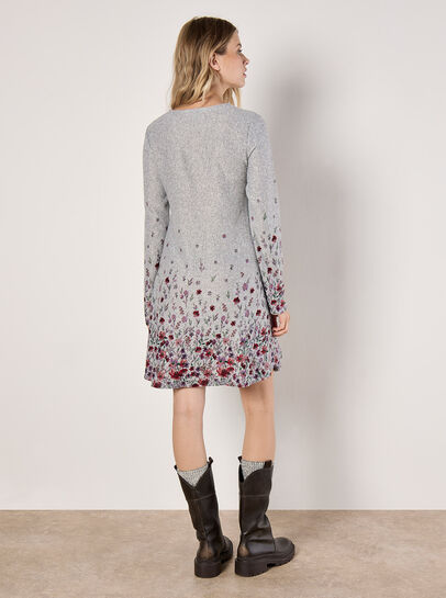 Floral Border Jersey Knit Mini Dress