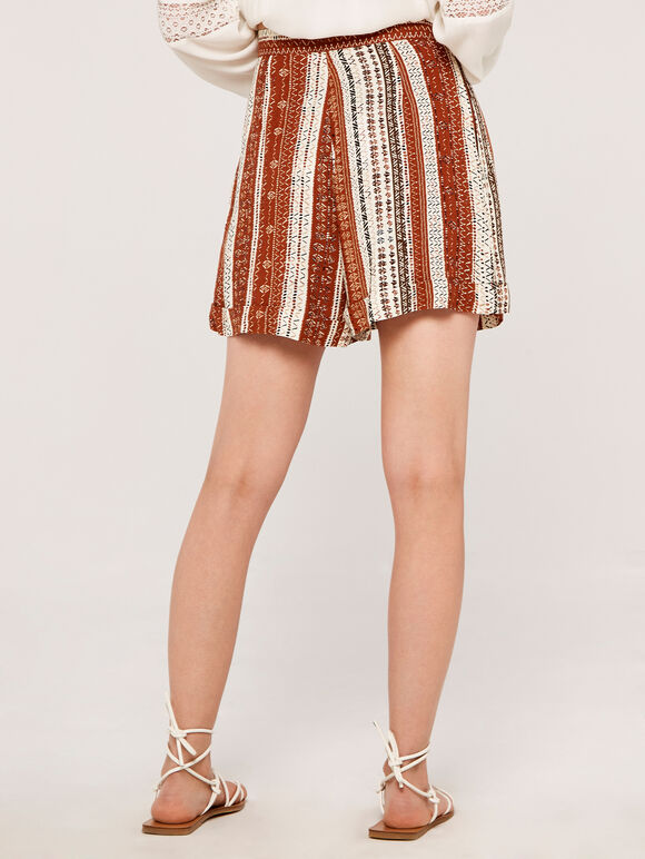 Abstract Striped Shorts, Rust, large