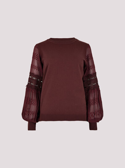 Contrast Chiffon Sleeves Jumper