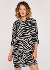Zebra Cowl Neck Dress, Grey, large