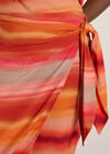 Watercolour Stripe Wrap Midi Skirt, Orange, large