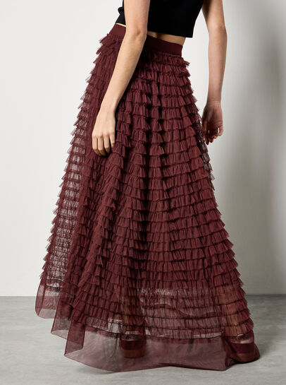 Ruffle Tiered Tulle Maxi Skirt