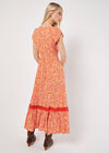 Robe longue fleurie à petites fleurs, Orange, grand