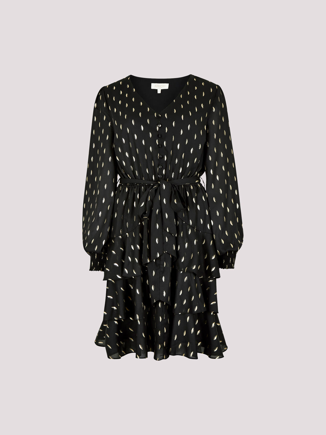 slim fit dress slacks Black & Gold Polka Dot Ruffle Cut Out Long Train Dress main image 1