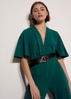 Jersey Crepe Straight-Leg Jumpsuit, Green, large