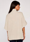 Chunky Rib Knit Wrap Cape, Stone, large