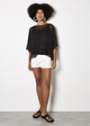 Mesh Popcorn Knit Kaftan Top, Dark Grey - Charcoal, large