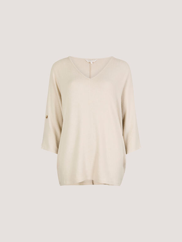 Soft Touch Oversized Batwing Top, Stone, large