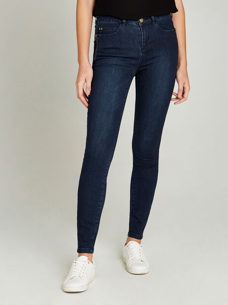 Blue Skinny Biker Look Jeans