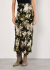 Painterly Floral Slip Maxi Skirt, Khaki, large