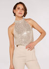 Sequin Halter Neck Top, Light Grey / Silver, large