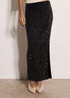 Rhinestone Stud Maxi Skirt, Black, large