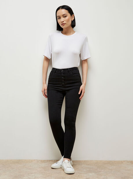 Anna Button Detail Skinny Jeans