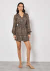 Batik Print Tiered Mini Dress, Rust, large