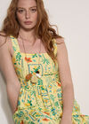 Postcard Print Tiered Midi Dress, Yellow, large