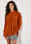 Oversized Chiffon Shirt, Rust, large