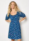 Floral Ruffle Milkmaid Mini Dress, Blue, large