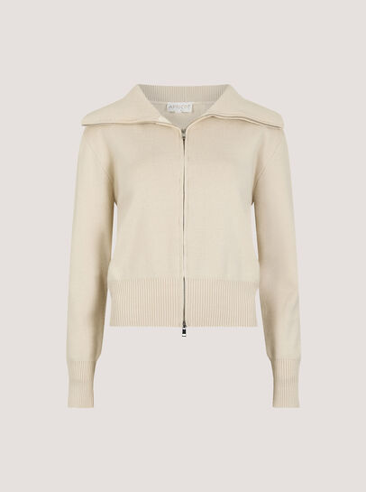 Double Zip Ribbed Knit Cardigan