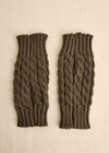 Cable Knit Handwarmers, Khaki, large