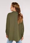 Oversized Batwing Airflow Shirt, Khaki, large