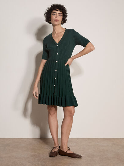 Ribbed Knit Fit And Flare Mini Dress