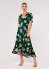 Floral Wrap Midi Dress, Green, large