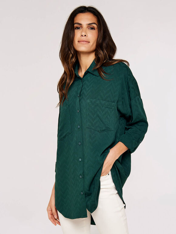 Chevron Jacquard Shirt, Green, large