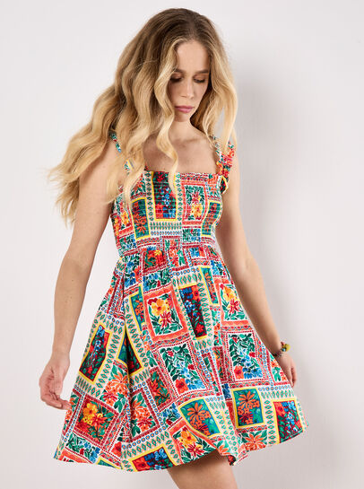 Postcard Floral Print Mini Dress