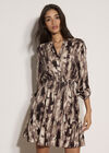 Abstract Print Utility Mini Dress, Black, large