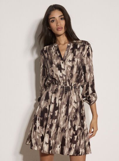 Abstract Print Utility Mini Dress