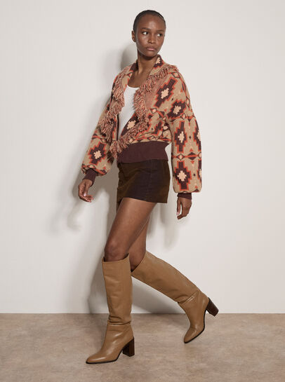 Soft Boho Geo Fringe Cardigan